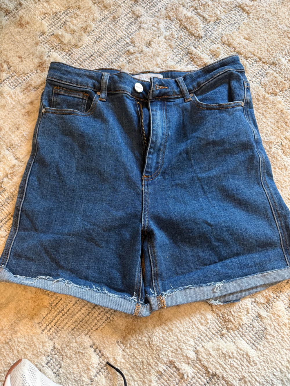 Dark Blue Denim shorts with Raw Hem